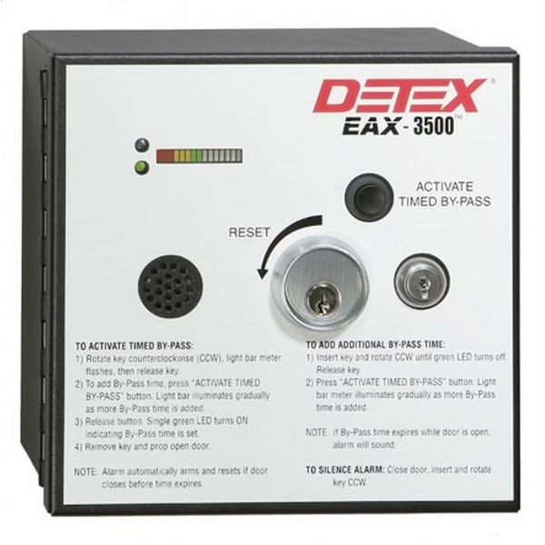 24VAC/DC Hardwired Timed Bypass Exit Alarm with Rechargeable Battery with Mortise Cylinder